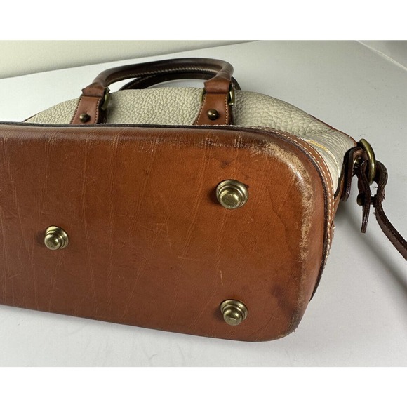 Dooney & Bourke Norfolk Domed Satchel Bag Taupe Tan Brown Purse Leather Handbag - Picture 10 of 16